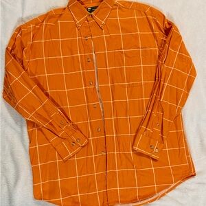 Ivy Crew Men's Orange Checkered Casual Shirt - size: large